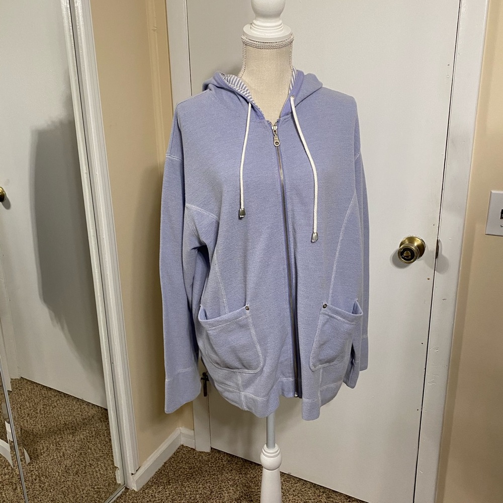 Blue & white hooded jacket. Lightweight.